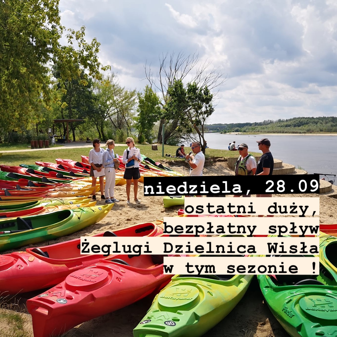 Przez cały sezon 2025 realizowaliśmy miejskie, bezpłatne spływy kajakowe, których organizatorami byli @zarzad_zieleni i @dzielnica_wisla_ . 
👉 W tę niedzielę, 28.09 odbędzie się ostatnia tura spływów, z Wawra (Plaża Romantyczna) na Śródmieście (Plaża Saska Kępa).  ❗️Zostały ostatnie wolne miejsca, zapraszamy do rezerwacji online : ◾️kajakwstolicy.pl/splywy-wakacyjne/